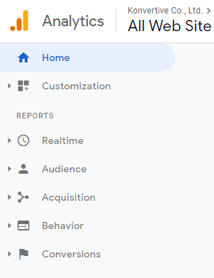 เมนูหลักของ Google Analytics