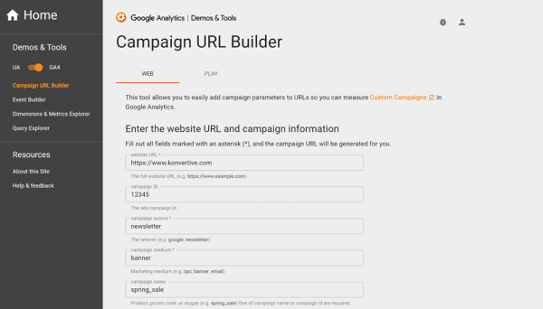 GA4 Campaign URL Builder
