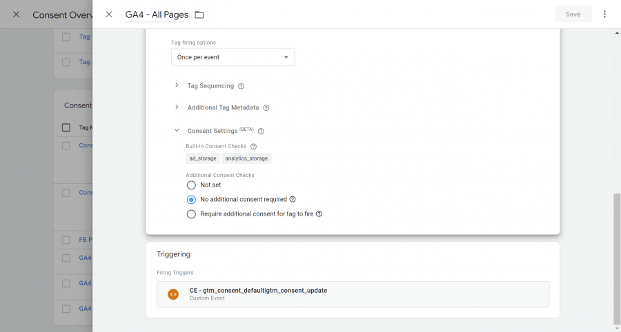 การใช้งาน Consent Settings ผ่านทาง GTM