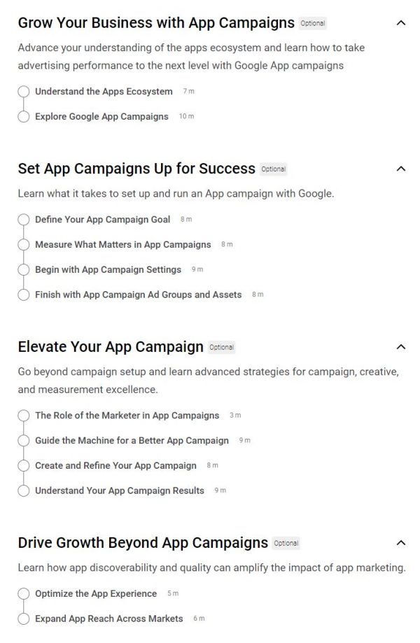 Google App Ads Certification Outlines