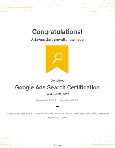 Attawee’s Google Ads Search Certification Attawee's Google Ads Search Certification