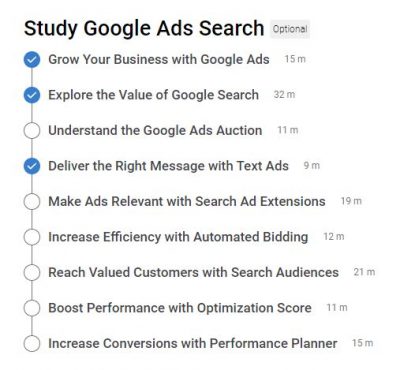 Google Search Ads Certification Outlines