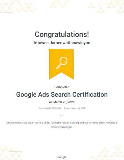 Attawee's Google Ads Search Certification
