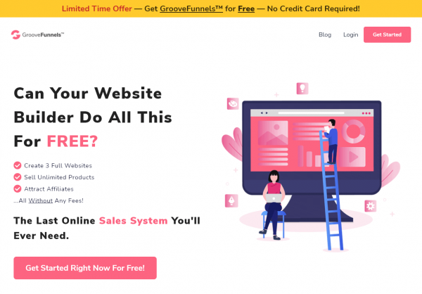 groove-1 ตอนนี้ GrooveFunnels เปิดให้สมัครและใช้งานใน แพลน Free Lifetime ฟรีตลอดชีพ!